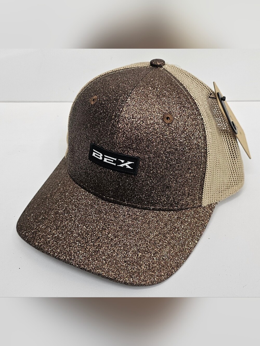 NWT BEX Glimmer Trucker Hat Womens Mesh Snapback Cap Brown Bronze Glitter New